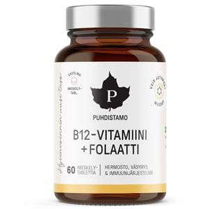 Puhdistamo Vitamin B12 Folate 60 málna pasztilla (Vitamín B12 s folátem Quatrefolic®) Puhdistamo Vitamin B12 Folate 60 málna pasztilla (Vitamín B12 s folátem Quatrefolic®)